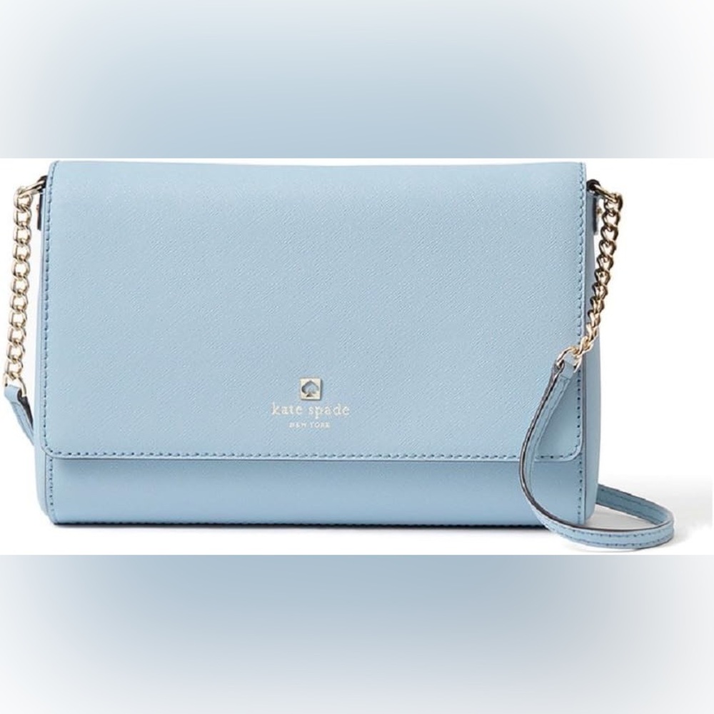 Kate Spade Charlotte Street Alek arctic sky blue Leather Crossbody Bag Purse - Picture 1 of 3